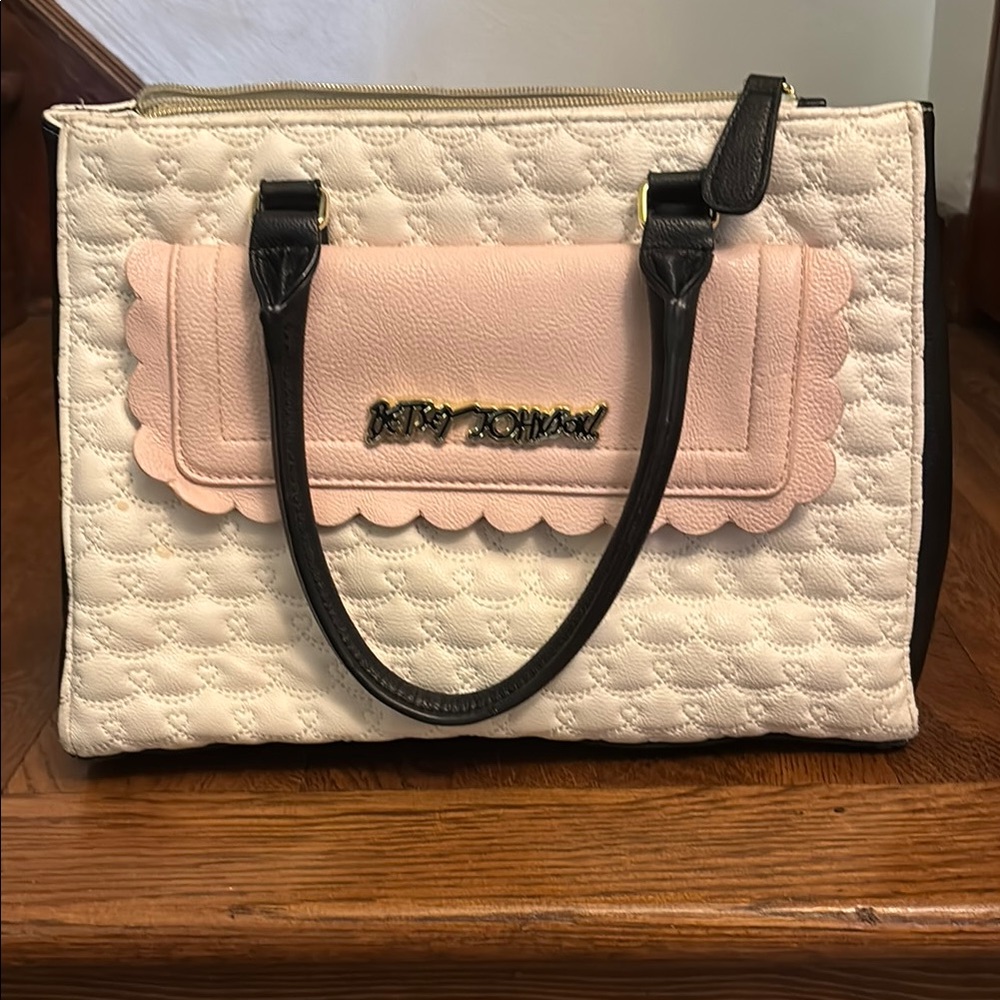 Betsey Johnson Black and Cream Satchel